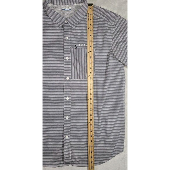 Columbia  Twisted Creek II SS Gray Shirt Hiking Vented Mens Large AM0669 Striped - Picture 9 of 15